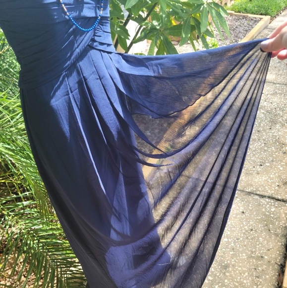 David's Bridal Navy Long Dress Size 4 Strapless - Picture 5 of 11